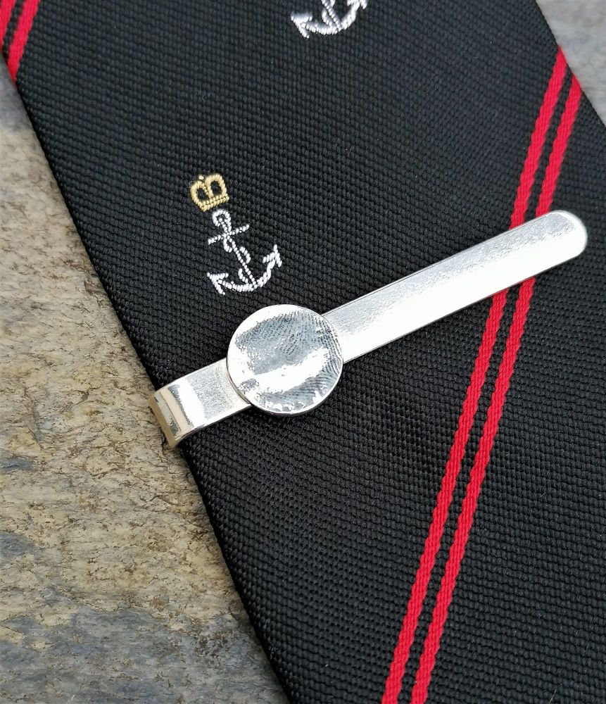 Personalised Sterling Silver Child's Fingerprint Tie Slide Tie Clip Tie Pin