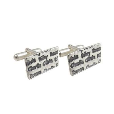 Personalised Silver Cufflinks with Children's or Loved One's Names