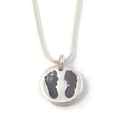 Personalised Silver Double handprint or footprint Pendant