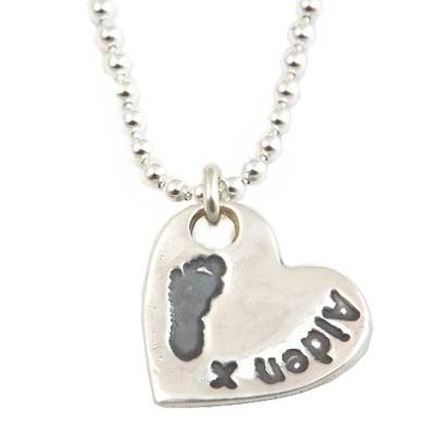 Personalised Silver Footprint Pendant with Name Inscription From