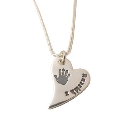 Personalised Silver Handprint Pendant with Name inscription