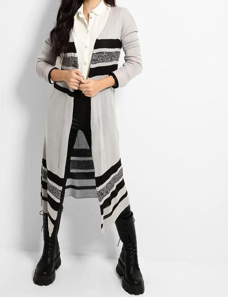Stripey Maxi Light Knit Cardigan Size 12-14