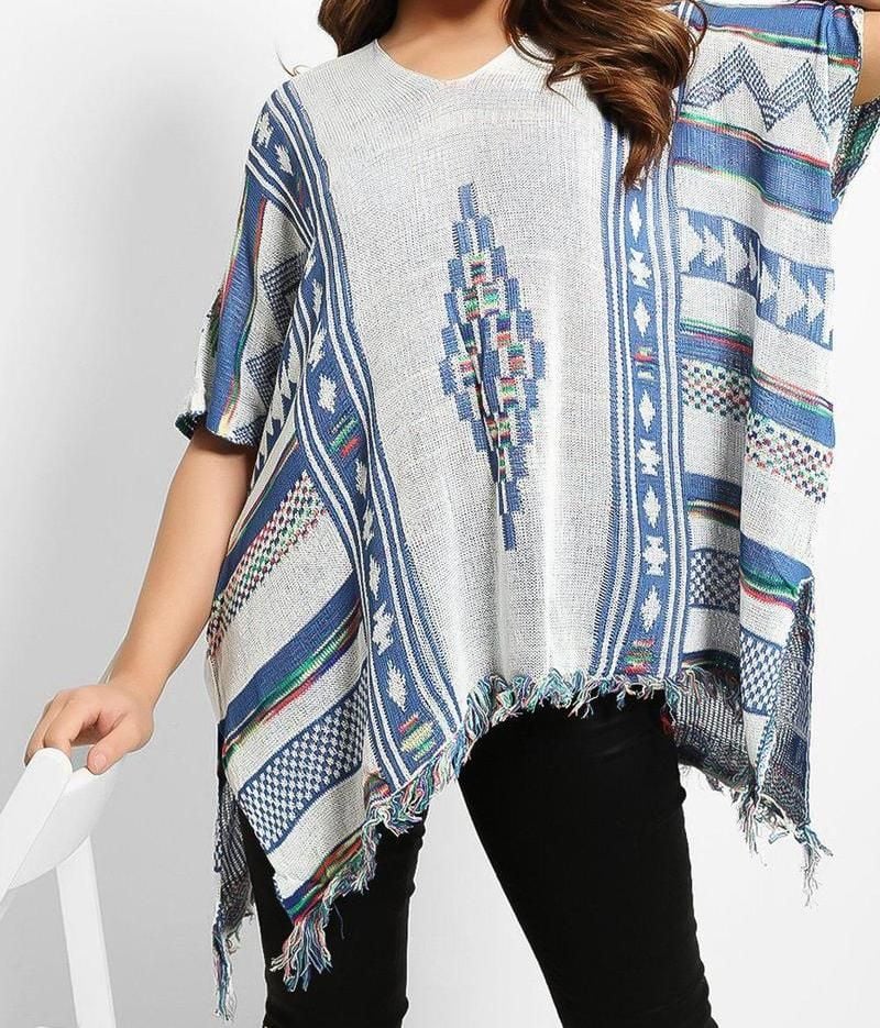 Flam Mode Aztec Knitted Poncho