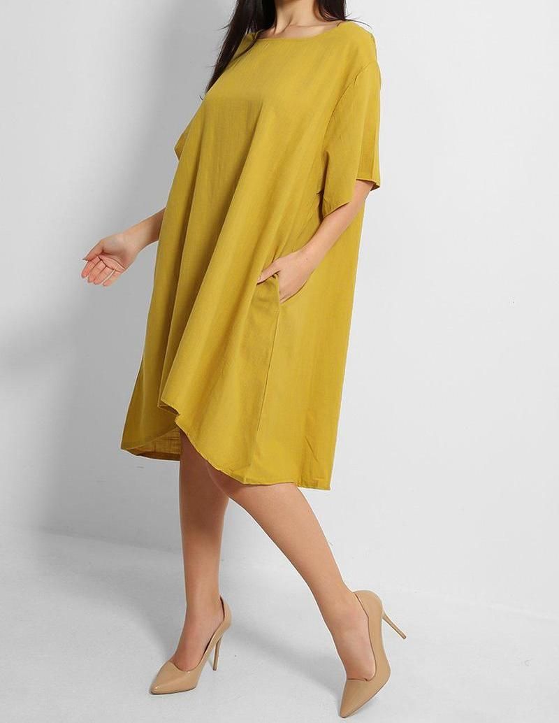Cotton Oversized Shift Dress - with pockets