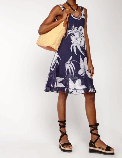 Printed Cotton Tunic Top or Dress - Leaf Print