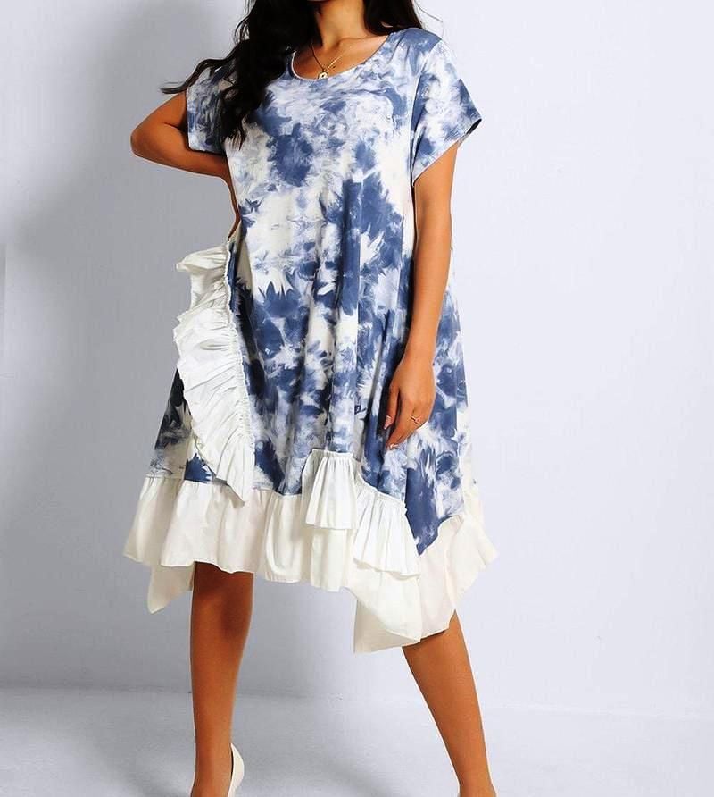 Made in Italy Tie Dye Ruffle Trim Dress or Top