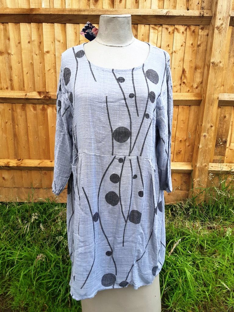 Italian Cotton Tunic with 2 Pockets - abstract print