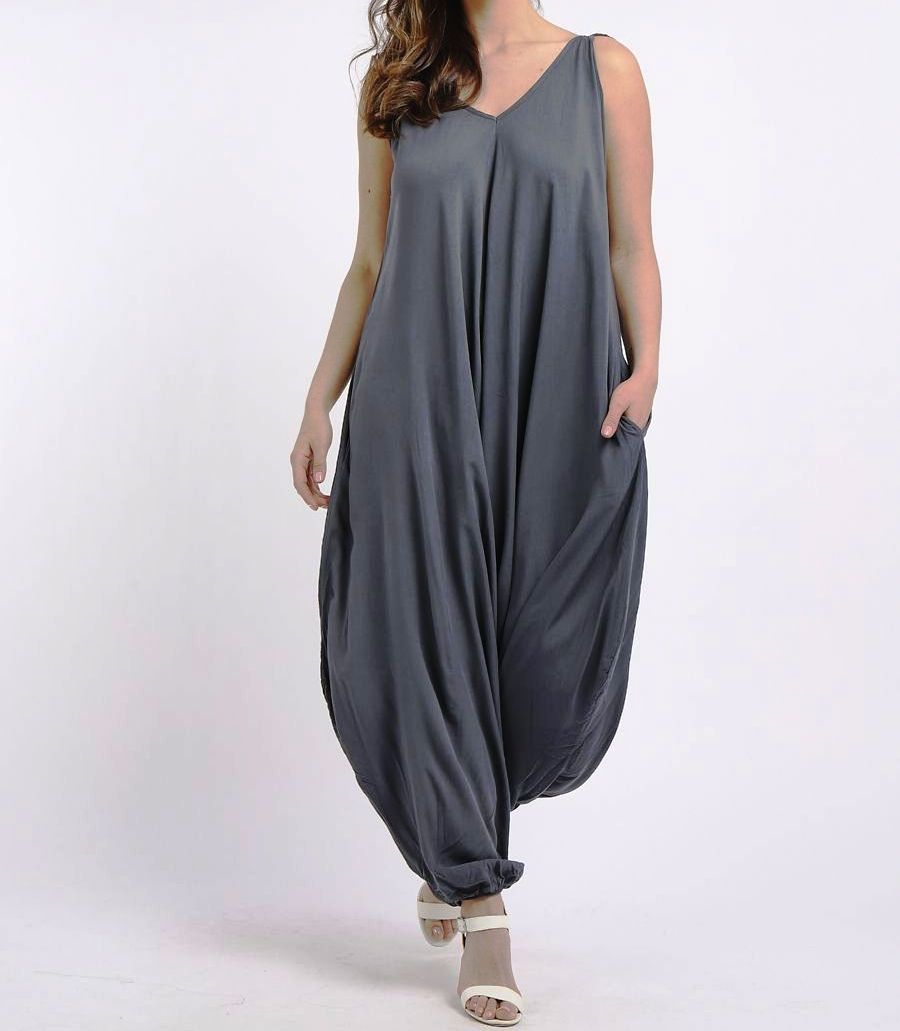 Made in Italy V Neck Harem Jumpsuit