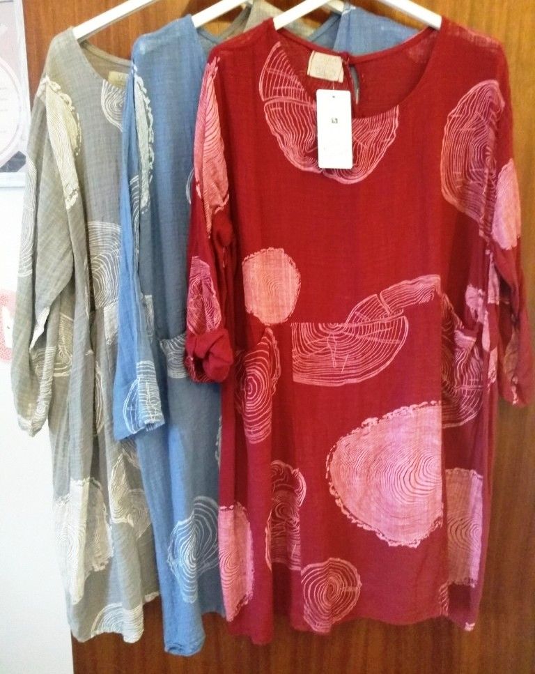 Italian Cotton Tunic with 2 Pockets - abstract bark print