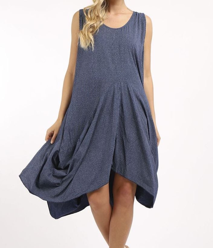 Italian Cotton Fine Stripe Cocoon Dress