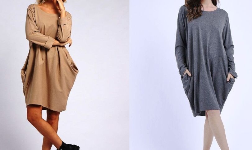 Italian Lagenlook Long Sleeved Cocoon Dress with pockets
