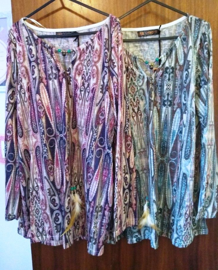 Paisley Chiffon Blouse with Feather Tassel - Boho style