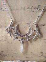 Crescent Moon Quartz Antlers Necklace 18''