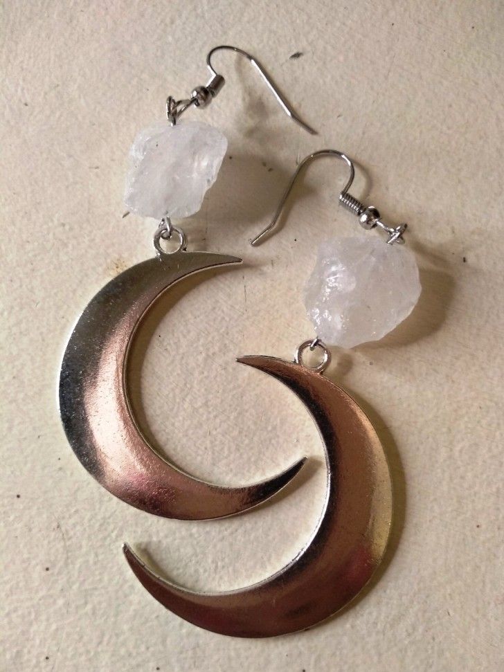 Crescent Moon Quartz Earrings