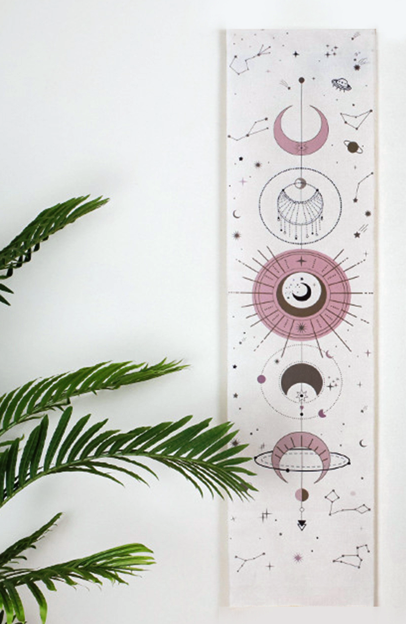 Pink and White Moon Phase Wall Hanging or Altar Cloth