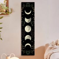 Black Moon Phases and Foliage Wall Hanging or Altar Cloth