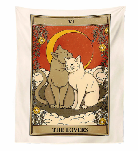 Cat Tarot Card Wall Hanging - the Lovers