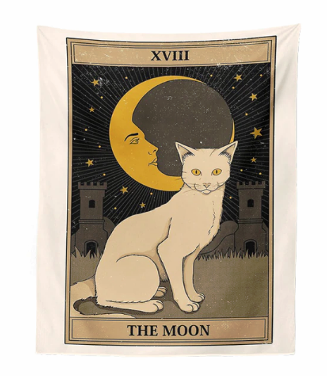 Cat Tarot Card Wall Hanging - the Moon