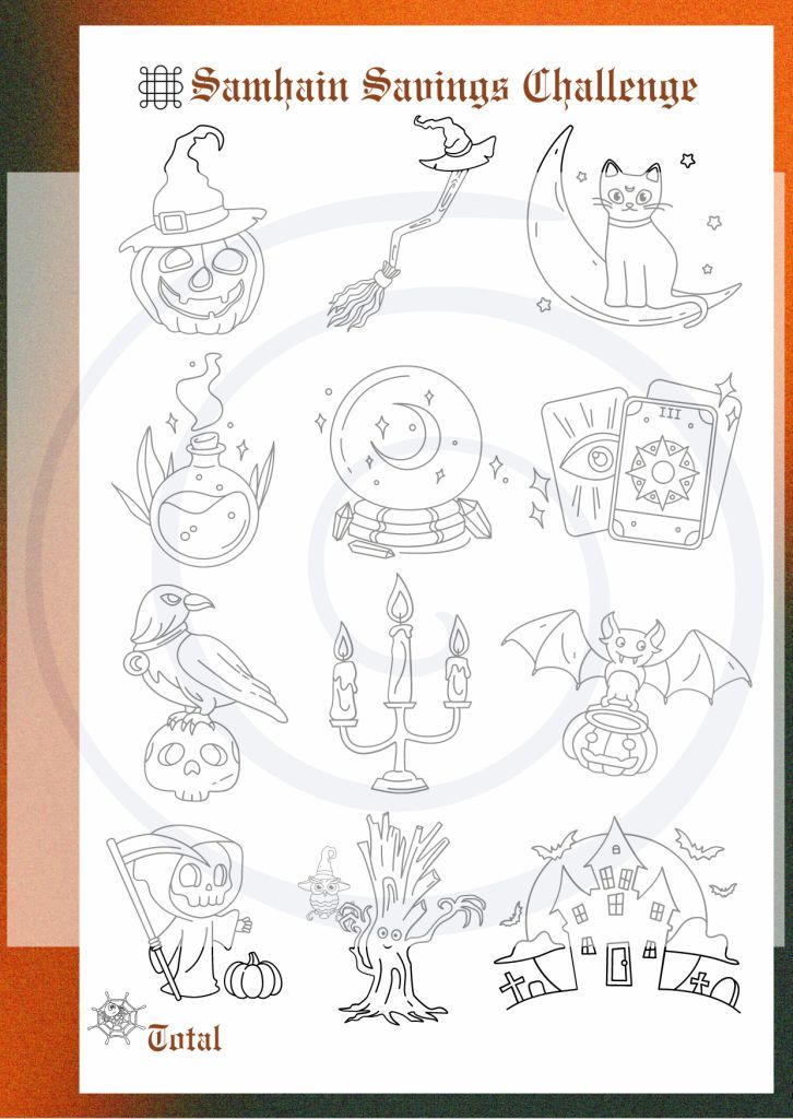 Print at Home: Wheel of the Year Samhain Halloween Money Magick Savings Challenge (A6 Size)