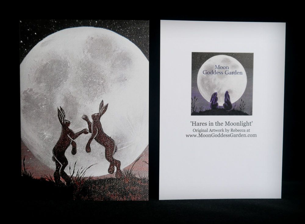 Moon gazing Hare Greeting Card 'Boxing in the Moonlight'