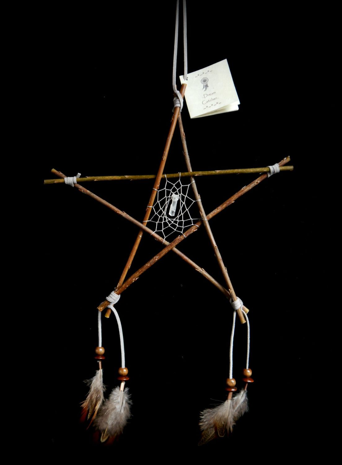 Witches Willow Wood Pentacle DreamCatcher Protection Hanging Charm 