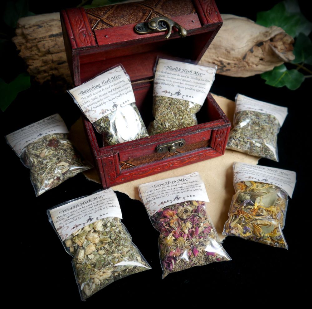 Witches 7 x Herb Mix Starter Chest Wiccan Gift Yule Pagan