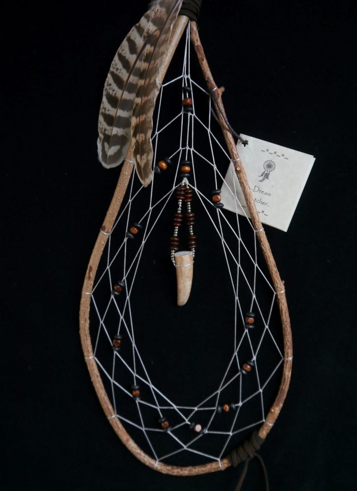 Witches Hazel Wood Dreamcatcher with Antler and Pheasant Feathers witchcraft, wicca, pagan