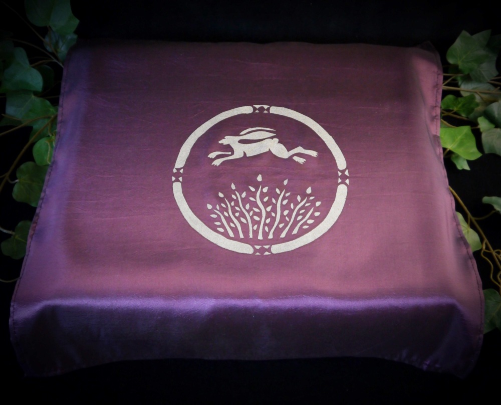 Purple Altar Cloth with Hare and Moon Design