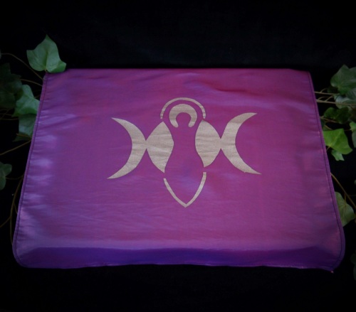 Purple Altar Cloth with Goddess & Moon design