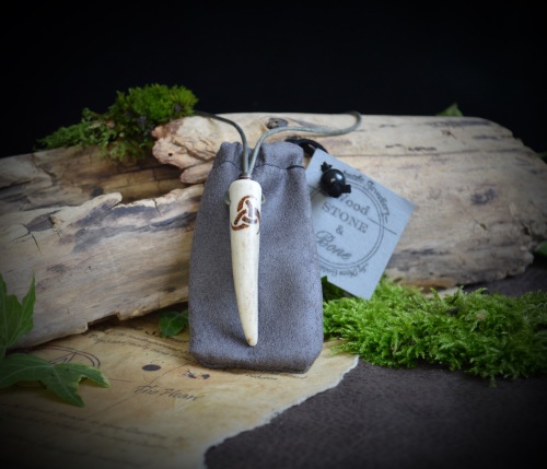 Stag Antler Tip Necklace *Triple Horns of Odin* design