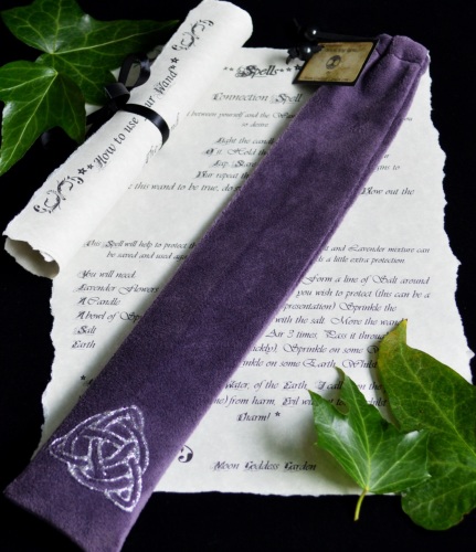 Dark Purple Wand Bag With Triquetra design