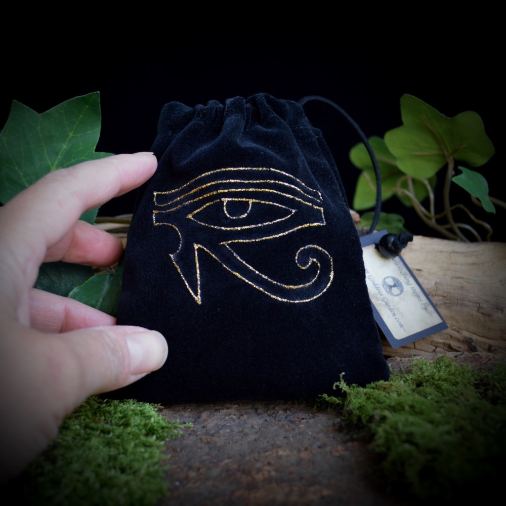 *Eye of Horus* Velvet Rune Bag in Black Crystal Bag