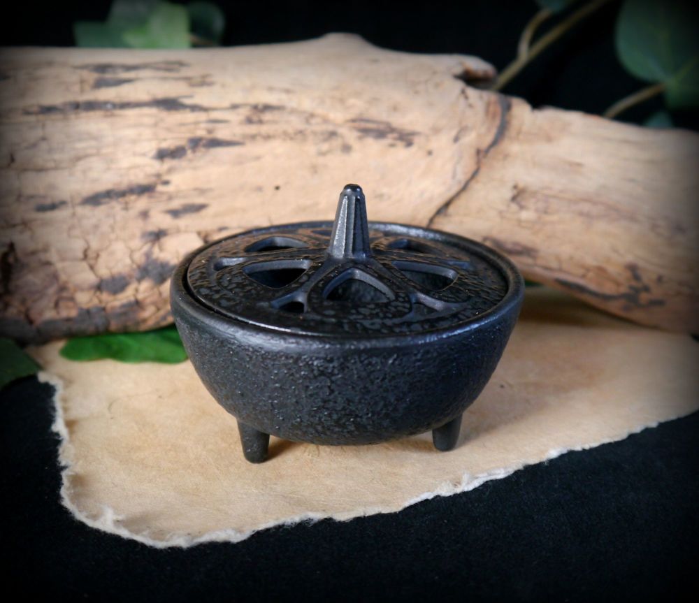 Cast Iron Incense Burner Witches Altar Samhain Halloween Yule Gift Wicca Pagan