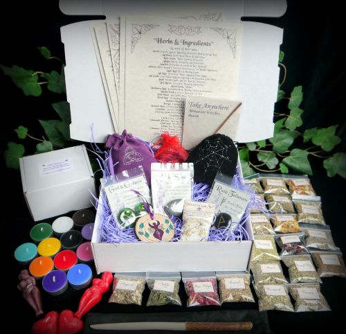 Witches Starter Kit with Willow Wand herbs and leaflets
