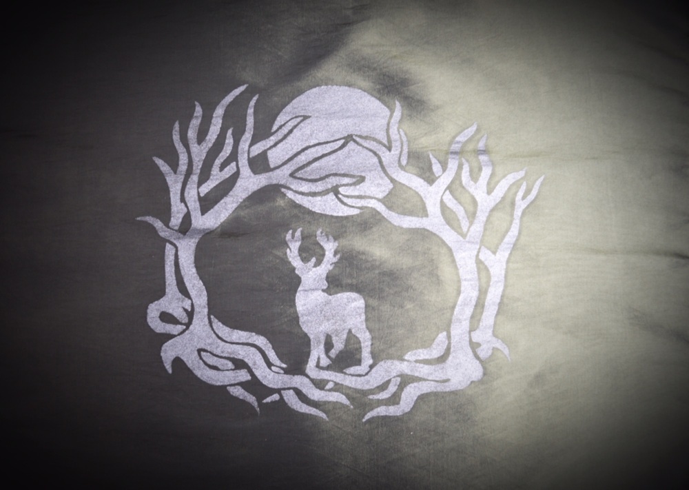 Green Altar Cloth with Stag in forest design