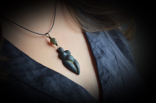 Earth Goddess clay Necklace labradorite