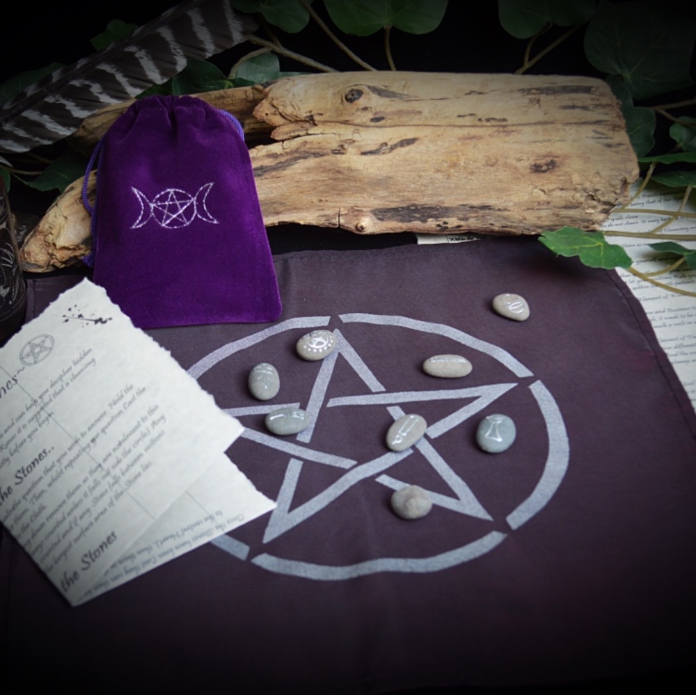 Witches Casting Runes and casting cloth