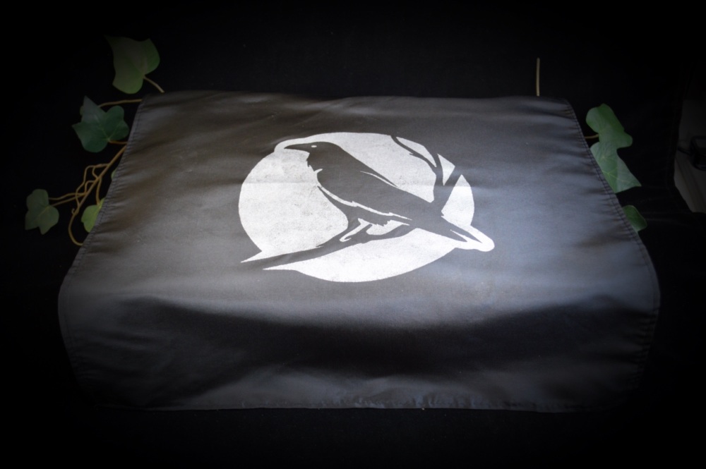 Black Altar Cloth with Raven and Moon