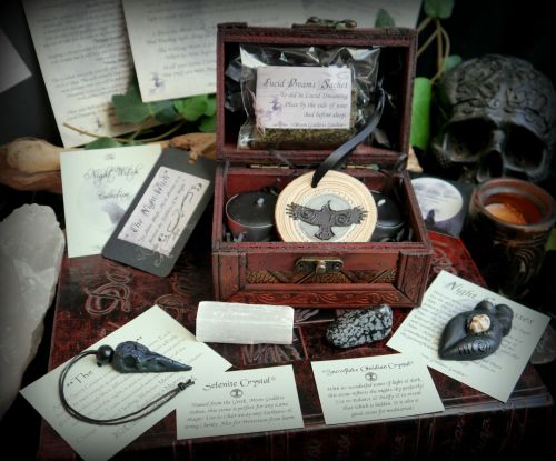 Night Witch Moon Spell Casting Chest Kit Goddess Raven Skull Wiccan Pagan W