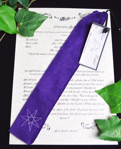 Dark Purple Wand Bag with Triskele design 