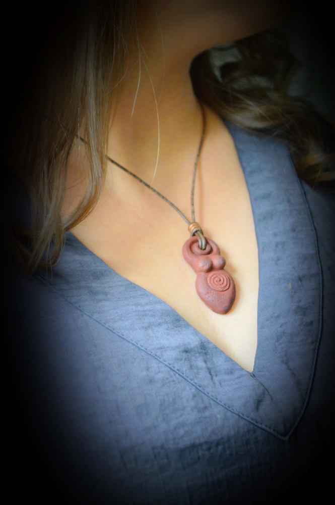 Earth Goddess clay Necklace 