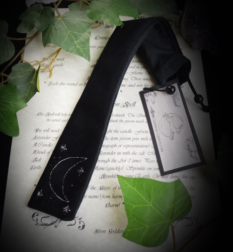 Black Velvet Wand Bag  with New Moon design