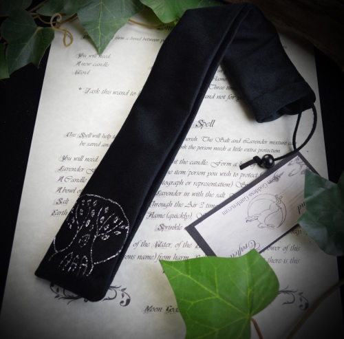 Black Velvet Wand Bag  with Raven and Moon design