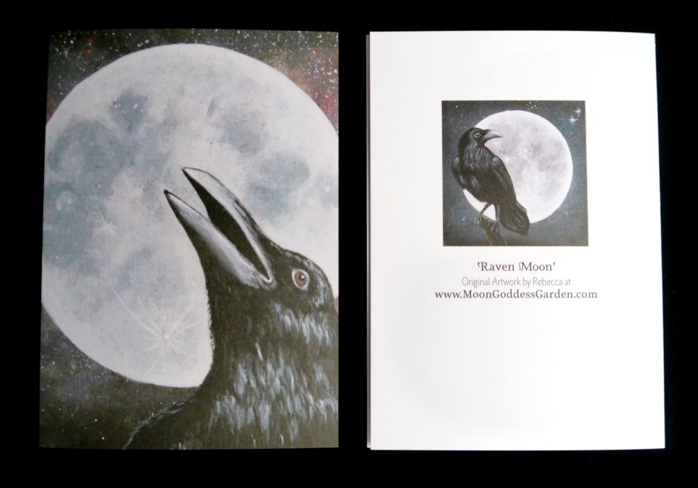 Raven Moon Greeting Card 'Gazing' Halloween Witches Birthday Wicca Witch Pagan