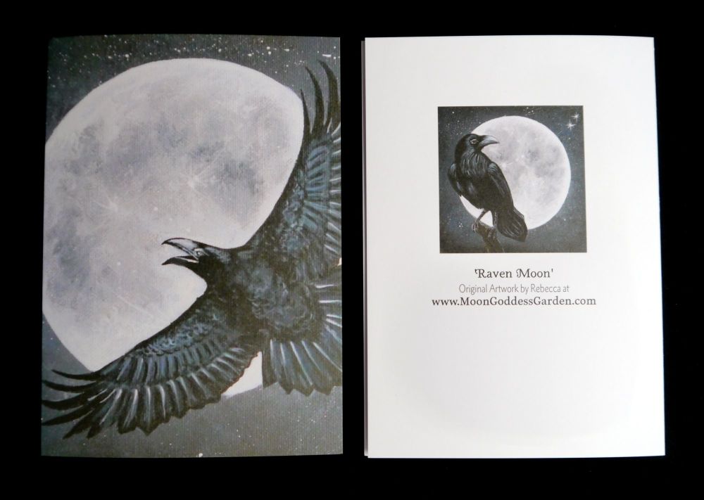 Raven Moon Greeting Card 'In Flight' Halloween Witches Birthday Wicca Witch Pagan