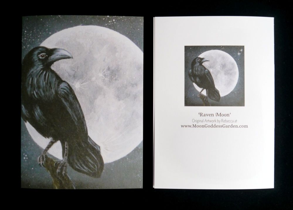 Raven Moon Greeting Card 'Perched' Halloween Witches Birthday Wicca Witch Pagan