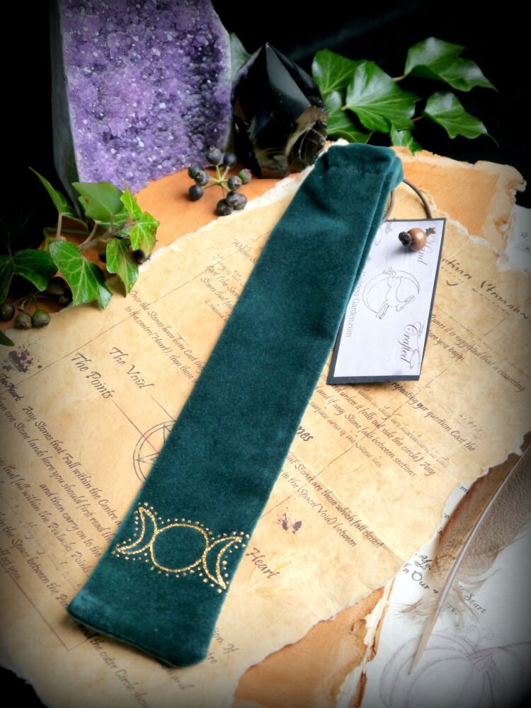 Forest Green Wand Bag with Triple Moon design