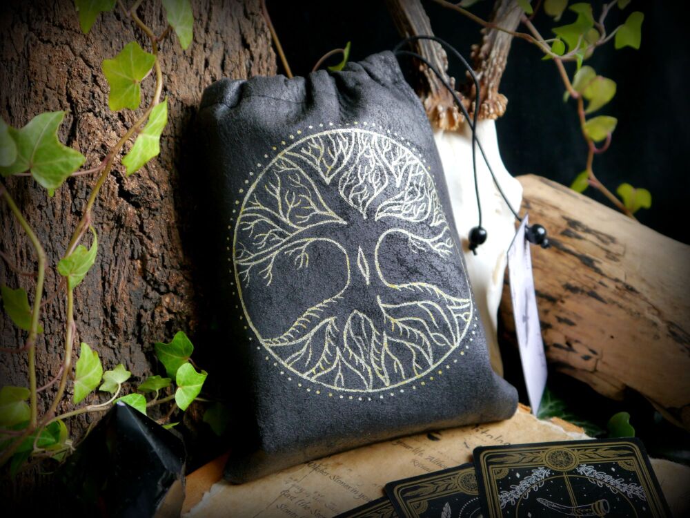 Faux Leather Tarot bag Tree of Life Design Storage Pouch handmade Design Witchcraft Altar