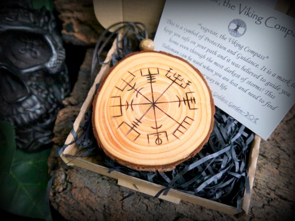 Wooden Altar Piece Vegvisir the Viking Compass Viking Protection Witchcraft witches Wicca Pagan