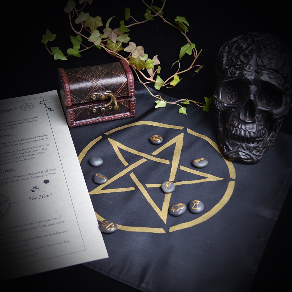 Witches Casting Runes and casting cloth